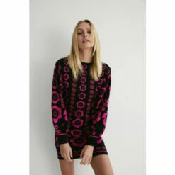 Warehouse Floral Jacquard Placement Knit Dress For Female -Warehouse Sales Store unnamed file 4072