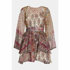 Warehouse Sparkle Paisley Belted Mini Dress For Female -Warehouse Sales Store unnamed file 4076
