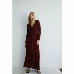 Warehouse Sequin Ruched Front Midi Dress For Female -Warehouse Sales Store unnamed file 408