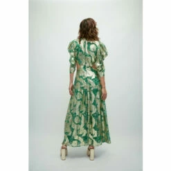 Warehouse WH X William Morris Society Sparkle Cut Out Midi Dress For Female -Warehouse Sales Store unnamed file 4081