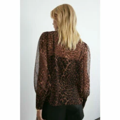 Warehouse Petite Recycled Polyester Animal High Neck Blouse For Female -Warehouse Sales Store unnamed file 4087