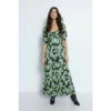 Warehouse Floral Printed Ruched Sleeve Pleated Midi Dress For Female -Warehouse Sales Store unnamed file 4100