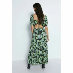 Warehouse Floral Printed Ruched Sleeve Pleated Midi Dress For Female -Warehouse Sales Store unnamed file 4103