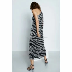 Warehouse Hand Embellished One Shoulder Zebra Midi Dress For Female -Warehouse Sales Store unnamed file 4125