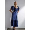 Warehouse Stripe Velvet V Neck Tiered Midi Dress For Female -Warehouse Sales Store unnamed file 4135