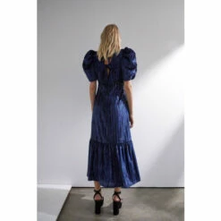 Warehouse Stripe Velvet V Neck Tiered Midi Dress For Female -Warehouse Sales Store unnamed file 4137