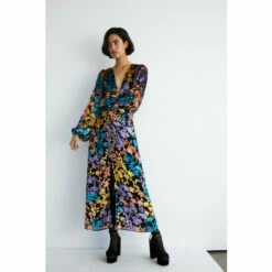 Warehouse Floral Devore Button Through Midi Dress For Female