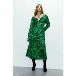 Warehouse Animal Satin Maxi Dress For Female