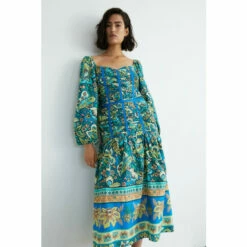 Warehouse Border Floral Print Ruched Maxi Dress For Female -Warehouse Sales Store unnamed file 4173