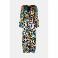Warehouse Floral Devore Button Through Midi Dress For Female -Warehouse Sales Store unnamed file 418
