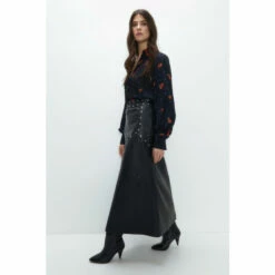 Warehouse Kara Rose Real Leather Diamante Studded Midi Skirt For Female -Warehouse Sales Store unnamed file 4187