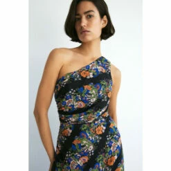 Warehouse Floral Asymmetric Neck Pleated Midi Dress For Female -Warehouse Sales Store unnamed file 4191