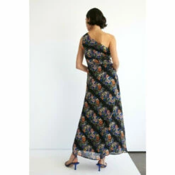Warehouse Floral Asymmetric Neck Pleated Midi Dress For Female -Warehouse Sales Store unnamed file 4192