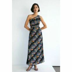 Warehouse Floral Asymmetric Neck Pleated Midi Dress For Female -Warehouse Sales Store unnamed file 4194