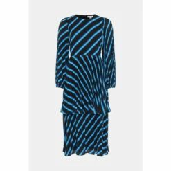 Warehouse Stripe Pleated Double Layer Midi Dress For Female -Warehouse Sales Store unnamed file 4210