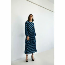 Warehouse Stripe Pleated Double Layer Midi Dress For Female -Warehouse Sales Store unnamed file 4211