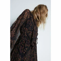 Warehouse Paisley Chiffon Tie Neck Pleated Dress For Female -Warehouse Sales Store unnamed file 4219