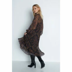 Warehouse Paisley Chiffon Tie Neck Pleated Dress For Female -Warehouse Sales Store unnamed file 4220