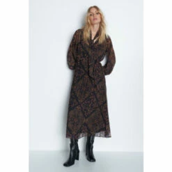 Warehouse Paisley Chiffon Tie Neck Pleated Dress For Female -Warehouse Sales Store unnamed file 4223