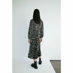 Warehouse Spot Satin Wrap Pleated Midi Dress For Female -Warehouse Sales Store unnamed file 4231