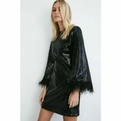 Warehouse Feather Sequin Mini Dress For Female -Warehouse Sales Store unnamed file 4253