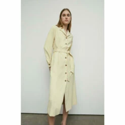 Warehouse Petite Fluid Twill Button Through Belted Shirt Dress For Female -Warehouse Sales Store unnamed file 4255