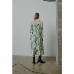 Warehouse Abstract Swirl Print Satin Crepe Midaxi With Button Back For Female -Warehouse Sales Store unnamed file 4261