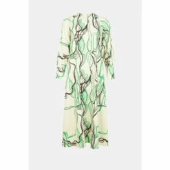 Warehouse Abstract Swirl Print Satin Crepe Midaxi With Button Back For Female -Warehouse Sales Store unnamed file 4262