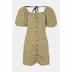 Warehouse Check Volume Sleeve Mini Dress For Female -Warehouse Sales Store unnamed file 4268