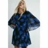 Warehouse Floral Pleated Belted Mini Dress For Female