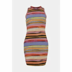 Warehouse Multi Stripe Racer Mini Dress For Female -Warehouse Sales Store unnamed file 4295