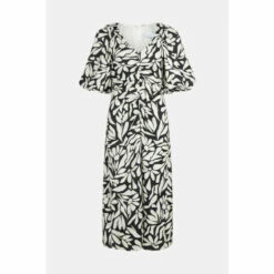 Warehouse Satin Puff Sleeve Ruched Midi Dress In Floral For Female -Warehouse Sales Store unnamed file 4305