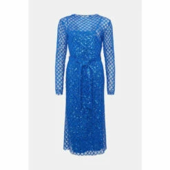 Warehouse Petite Diamond Sequin Mesh Midi Dress For Female -Warehouse Sales Store unnamed file 4315