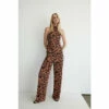 Warehouse Floral Metallic Plisse Halter Jumpsuit For Female