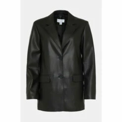 Warehouse Single Breasted Modern Faux Leather Blazer For Female -Warehouse Sales Store unnamed file 4341
