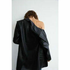 Warehouse Single Breasted Modern Faux Leather Blazer For Female -Warehouse Sales Store unnamed file 4342