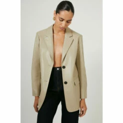 Warehouse Single Breasted Modern Faux Leather Blazer For Female -Warehouse Sales Store unnamed file 4346