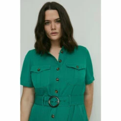 Warehouse Plus Size Twill Utility Belted Midi Shirt Dress For Female -Warehouse Sales Store unnamed file 4359