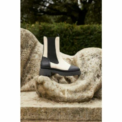 Warehouse Real Leather Contrast Boots For Female