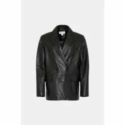 Warehouse Real Leather Double Breasted Relaxed Blazer For Female -Warehouse Sales Store unnamed file 4371