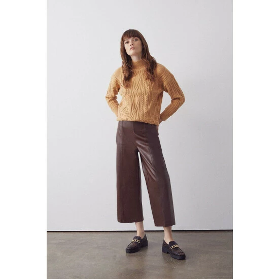 Warehouse Chunky Cable Funnel Longline Knit Jumper For Female 3 Warehouse Chunky Cable Funnel Longline Knit Jumper For Female