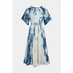 Warehouse Plus Size Tie Dye Voile Tie Back Midi Dress For Female -Warehouse Sales Store unnamed file 4406
