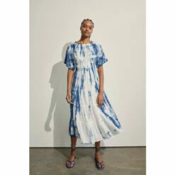 Warehouse Plus Size Tie Dye Voile Tie Back Midi Dress For Female -Warehouse Sales Store unnamed file 4407