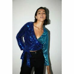 Warehouse Rectangle Sequin Wrap Top For Female