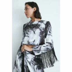 Warehouse WH X Kimberley Burrows Fringe Detail Long Sleeve Top For Female -Warehouse Sales Store unnamed file 4454