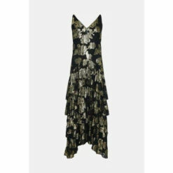 Warehouse Sparkle Jacquard Ruffle Maxi Dress For Female -Warehouse Sales Store unnamed file 4479