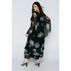 Warehouse Plus Waterfall Sleeve Plunge Floral Maxi Dress For Female -Warehouse Sales Store unnamed file 4490