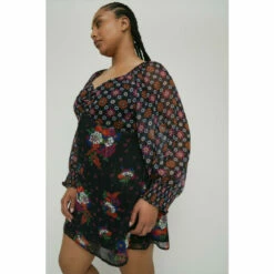 Warehouse Plus Size Sweetheart Neck Floral Mix Mini Dress For Female -Warehouse Sales Store unnamed file 4497