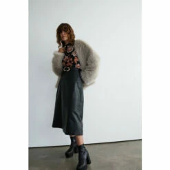 Warehouse Real Leather Seam Detail Midi Skirt For Female -Warehouse Sales Store unnamed file 4502