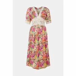 Warehouse Satin Lace Tea Midi Dress In Floral For Female -Warehouse Sales Store unnamed file 4508